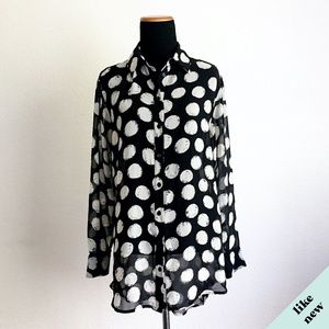 Black & White Polka Dot Semi-Sheer Shirt